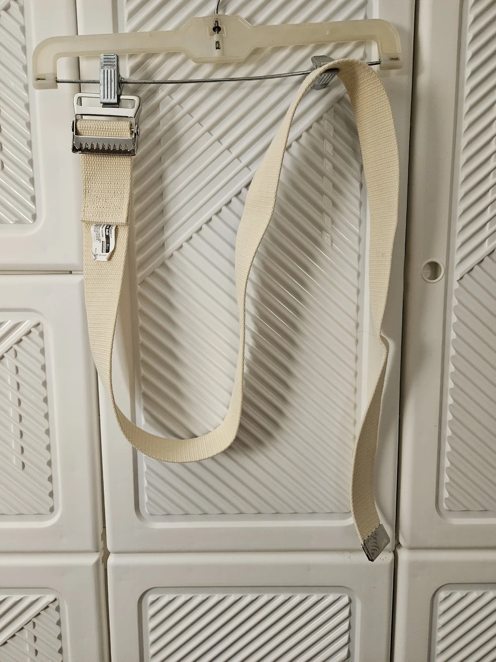 Beige Canvas Web Gait Belt with Metal Buckle